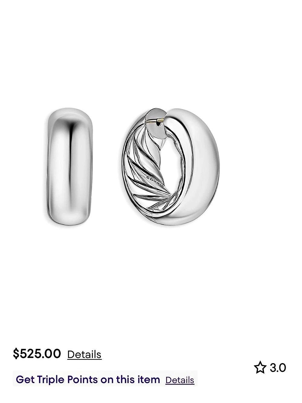 David Yurman Sculpted Cable Hoop Earrings Silver Like New